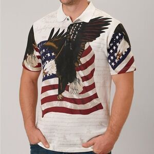 American Summer Clothing Co. Patriotic Eagle Polo Shirt Size XL